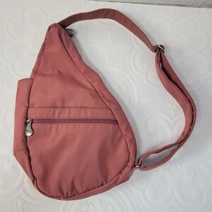 AmeriBag Healthy Back Bag Black Nylon Sling Backpack Comfort Travel Red Orange